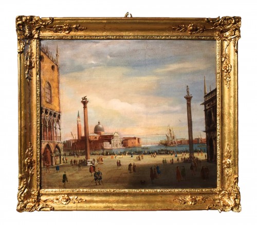 Venise, la place et le bassin Saint-Marc - Maître vénitien du 19e siècle